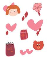 children drawing cute valentines day illustration vector