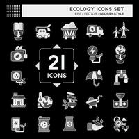 Icon Set Ecology. related to Education symbol. glossy style. simple design editable. simple illustration vector