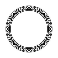 Round geometrical maori border frame design. Simple. Black and white. vector