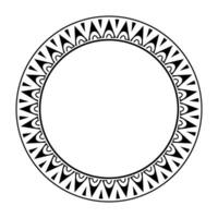 Round geometrical maori border frame design. Simple. Black and white. vector