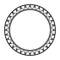 Round geometrical maori border frame design. Simple. Black and white. vector