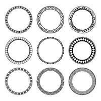 set of Round geometrical maori border frame design. Simple. Black and white collection. vector