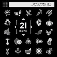 Icon Set Spice. related to Vegetable symbol. glossy style. simple design editable. simple illustration vector