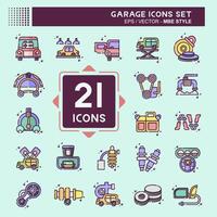 Icon Set Garage. related to Automotive symbol. MBE style. simple design editable. simple illustration vector