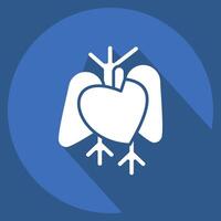 Icon Heart. related to Human Organ symbol. long shadow style. simple design editable. simple illustration vector