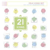 Icon Set Milk. related to Restaurant symbol. Color Spot Style. simple design editable. simple illustration vector