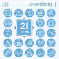 Icon Set Garage. related to Automotive symbol. blue eyes style. simple design editable. simple illustration vector