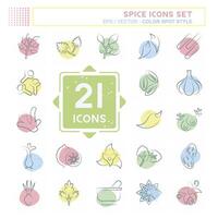 Icon Set Spice. related to Vegetable symbol. Color Spot Style. simple design editable. simple illustration vector