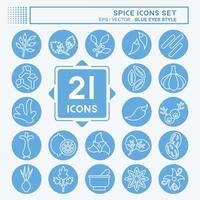 Icon Set Spice. related to Vegetable symbol. blue eyes style. simple design editable. simple illustration vector