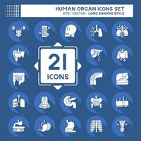 Icon Set Human Organ. related to Education symbol. long shadow style. simple design editable. simple illustration vector