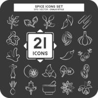 Icon Set Spice. related to Vegetable symbol. chalk Style. simple design editable. simple illustration vector