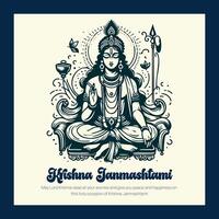 Krishna Janmashtami social media template vector