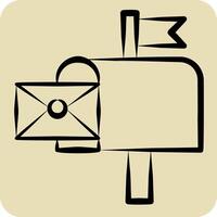 Icon Mail Box. related to Post Office symbol. hand drawn style. simple design editable. simple illustration vector