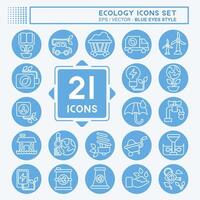 Icon Set Ecology. related to Education symbol. blue eyes style. simple design editable. simple illustration vector