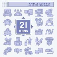 Icon Set Garage. related to Automotive symbol. two tone style. simple design editable. simple illustration vector