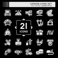 Icon Set Garage. related to Automotive symbol. glossy style. simple design editable. simple illustration vector