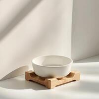 AI generated Pet Bowl Stand. Simple Elegance in Bright Surroundings. Ai generated. photo