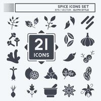 Icon Set Spice. related to Vegetable symbol. glyph style. simple design editable. simple illustration vector