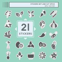 Sticker line cut Set Spice. related to Vegetable symbol. simple design editable. simple illustration vector