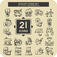 Icon Set Ecology. related to Education symbol. hand drawn style. simple design editable. simple illustration vector