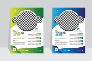 Corporate business flyer black background gradient colour simple shape Good approach to marketing, vector illustration template in A4 size.