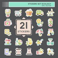 Sticker Set Ecology. related to Education symbol. simple design editable. simple illustration vector