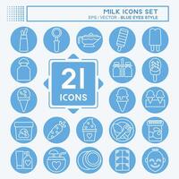 Icon Set Milk. related to Restaurant symbol. blue eyes style. simple design editable. simple illustration vector