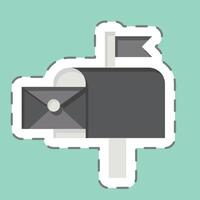 pegatina línea cortar correo caja. relacionado a enviar oficina símbolo. sencillo diseño editable. sencillo ilustración vector