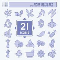 Icon Set Spice. related to Vegetable symbol. two tone style. simple design editable. simple illustration vector