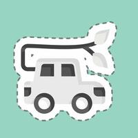 pegatina línea cortar coche cargando relacionado a ecología símbolo. sencillo diseño editable. sencillo ilustración vector