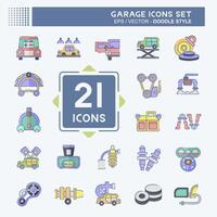 Icon Set Garage. related to Automotive symbol. doodle style. simple design editable. simple illustration vector