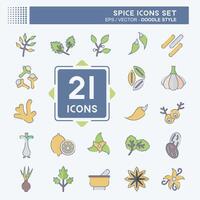 Icon Set Spice. related to Vegetable symbol. doodle style. simple design editable. simple illustration vector