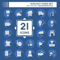 Icon Set Ecology. related to Education symbol. long shadow style. simple design editable. simple illustration vector