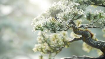 AI generated Serene bonsai with lush green foliage. photo