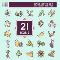 Icon Set Spice. related to Vegetable symbol. MBE style. simple design editable. simple illustration vector