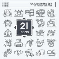 Icon Set Garage. related to Automotive symbol. line style. simple design editable. simple illustration vector