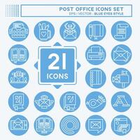 Icon Set Post Office. related to Education symbol. blue eyes style. simple design editable. simple illustration vector