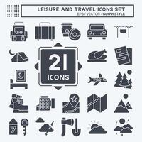 Icon Set Leisure and Travel. related to Holiday symbol. glyph style. simple design illustration. vector