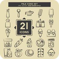 Icon Set Milk. related to Restaurant symbol. hand drawn style. simple design editable. simple illustration vector