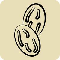 Icon Nutmeg. related to Spice symbol. hand drawn style. simple design editable. simple illustration vector