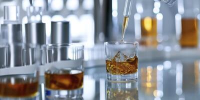AI generated Whiskey Lab. A Taste of Precision - Exploring Whiskey with Pipettes. photo