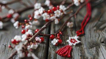 AI generated Traditional spring holiday in Romania, Martisor concepts photo