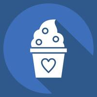 Icon Frozen Yogurt. related to Milk and Drink symbol. long shadow style. simple design editable. simple illustration vector