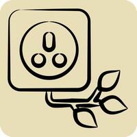 Icon Eco Socket. related to Ecology symbol. hand drawn style. simple design editable. simple illustration vector