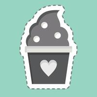 Sticker line cut Frozen Yogurt. related to Milk and Drink symbol. simple design editable. simple illustration vector