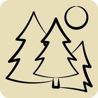 Icon Forest. related to Leisure and Travel symbol. hand drawn style. simple design illustration. vector