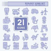 Icon Set Ecology. related to Education symbol. two tone style. simple design editable. simple illustration vector