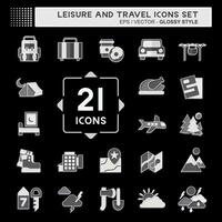 Icon Set Leisure and Travel. related to Holiday symbol. glossy style. simple design illustration. vector