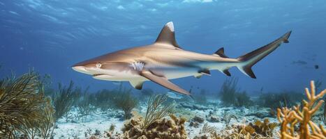 ai generado presencia de tiburones más cercano a apuntalar foto