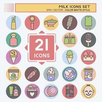 Icon Set Milk. related to Restaurant symbol. color mate style. simple design editable. simple illustration vector